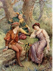 Rosalind, Celia und Touchstone in "Wie es euch gefällt" aus 