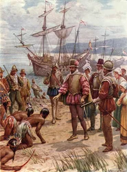 Sir Walter Raleigh landet in Virginia