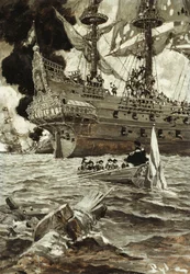 Ein Geschäftsvorgang: Der Admiral kam in seinem Staatsboot