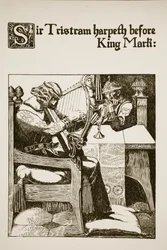 Sir Tristram spielt Harfe vor König Mark (Illustration aus 