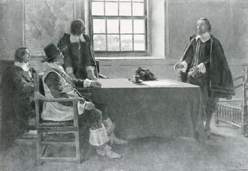 Sir William Berkeley ergibt sich den Kommissaren des Commonwealth, Illustration aus 