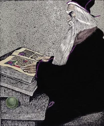 Der Zauberer Merlin. Illustration von Howard Pyle (1853 - 1911), amerikanischer Zeichner, für „Die Geschichte von König Arthur und seinen Rittern“