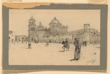 Zeichnung, Eine Kirche in Guadalajara (Mexiko), 1888