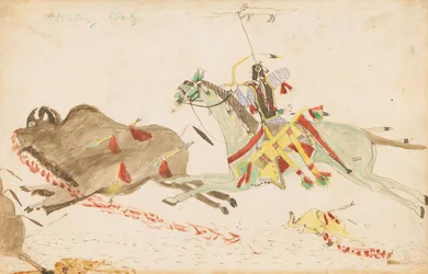 Heulender Wolf jagt Büffel, 1874-75