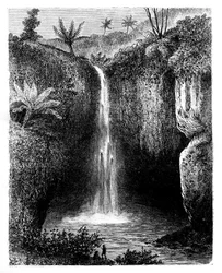 Fall des Flusses, Tondano, Indonesien, 19. Jahrhundert
