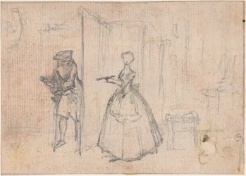 Studie zu „Über die Täuschung ihres Onkels“, radierte Vignette in „Lieder aus der Oper Flora“