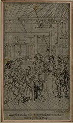 Studie für Vignette-Frontispiz von Colles "La Partie de Chasse de Henri IV", Akt III