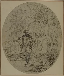 Studie für eine nie veröffentlichte zweite Ausgabe von Colles "La Partie de Chasse de Henri IV", Akt II, Szene 11
