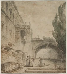 Ein Palast mit einer Bogenbrücke (Eine römische Villa)