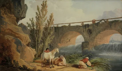 Brücke über einen Wasserfall