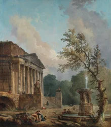 Landschaft mit römischer Tempelruine