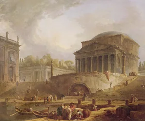 Porto di Ripetta in Rom, mit dem Pantheon, architektonisches Tableau, 1766
