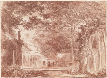 Der ovale Brunnen in den Gärten der Villa d