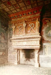 Ansicht des Kamins im Salle des Gardes