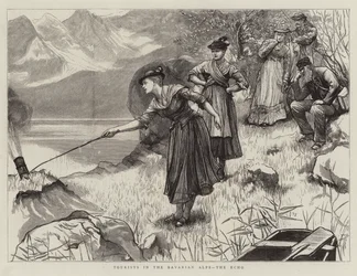 Touristen in den Bayerischen Alpen, das Echo
