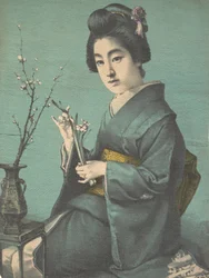 Mädchen mit Pflaumenblüten, ca. 1900