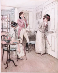 Miss Henrietta und Miss Fanny, ermutigt durch dieses Mitgefühl, nähern sich der Tür des interessanten Schlafzimmers.