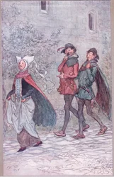 Als Frau Bridget den Griff ihres Fächers verlor, Illustration aus Die lustigen Weiber von Windsor, 1910