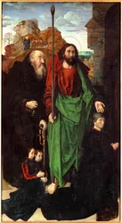 Tommaso Portinari und seine zwei Söhne, flankiert von Heiligen Antonius und Thomas