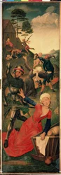 Triptychon der Anbetung der Heiligen Drei Könige: "Der Kindermord von Bethlehem". Rechte Tafel. Hugo van der Goes (1435-1482), 15. Jahrhundert. Maße: 96,3 x 109,2 cm. Eremitage, Sankt Petersburg