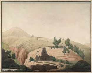 Das Dorf Barhaiti mit einem Tempel im Vordergrund