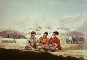 Drei Musiker in Tibet