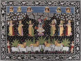 Krishna, Gopis und Kühe