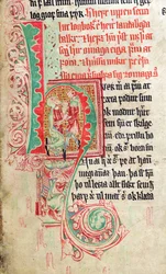 Historiierte Initiale H, aus Skarosbok (Das Buch von Skard) ca. 1350