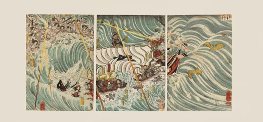 Die Taira-Geister greifen Yoshitsunes Schiff an