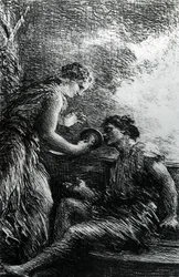 Sieglinde und Siegmund, Szene aus Wagners Oper 