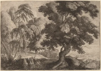 Landschaft mit zwei Hirschen
