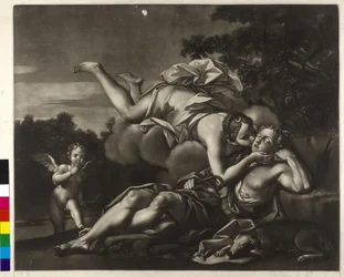 Selene und Endymion (Mezzotinto von Ignatius Unterberger)