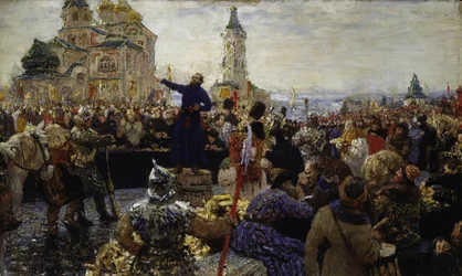 Kuzma Minin ruft das Volk von Nischni Nowgorod im Jahr 1611 auf