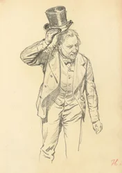 Mann, der seinen Hut kippt, ca. 1872-1875