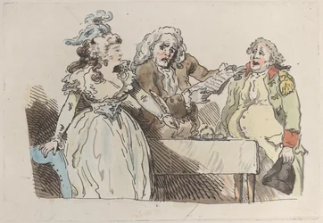 Eine junge Erbin bereitet sich darauf vor, ein Dokument zu unterschreiben, 1780-1800