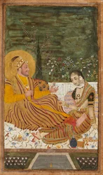 Ali Adil Shah II. von Bijapur mit einer Frau