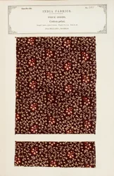 Grobe Baumwollprobe mit Chetee (Chintz) Muster aus Arcot in Madras, aus The Collection of the Textile Manufacturers of India, von John Forbes Watson, veröffentlicht 1866