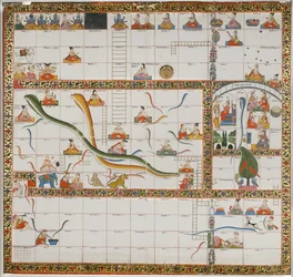Entwurf für das Spiel Schlangen und Leitern, 1800