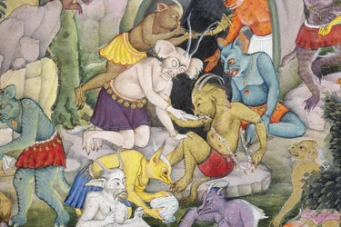 (Detail) Dämonen in einer wilden Landschaft, ca. 1600