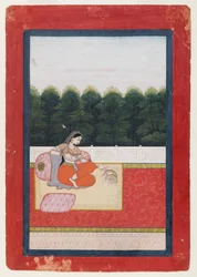 Dhanashri Ragini, Seite aus einer Ragamala-Serie, ca. 1790 oder früher