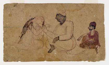 Zeichnung von drei sitzenden Figuren, ca. 1750