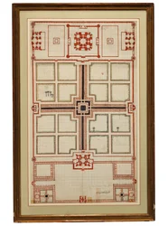Früher schematischer Plan der Gärten des Taj Mahal, Agra, Nordindien, ca. 1805