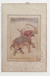 Elefant und Mahout (Elefantenführer), ca. 1595-1600