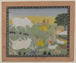 Krishna besiegt den Stierdämon