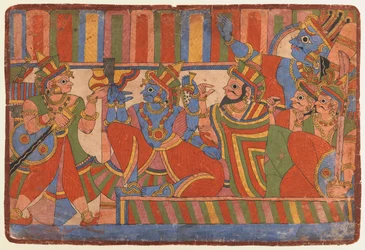 Krishna berät die Anführer der Pandava, ca. 1830-50
