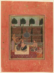 Damen auf einer Terrasse, Mughal-Stil, ca. 1700-10