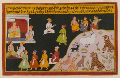 Seite aus einer verstreuten Panchakhyana-Serie, ca. 1720-40