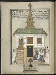 Prediger und Gläubige in der Holzmoschee von Shah Hamadan, Srinagar, ursprünglich das Heiligtum von Mahakali Bhagwati
