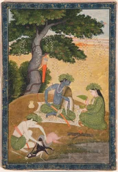 Rama mit Sita und Lakshmana im Wald, aus dem Ramayana, ca. 1790