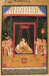 Rao Ram Chandra und seine Geliebte auf einer Schaukel